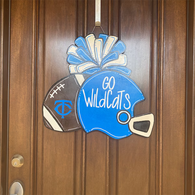 Hand Painted Custom Personalized Football Cheerleader Game Day Door Hanger