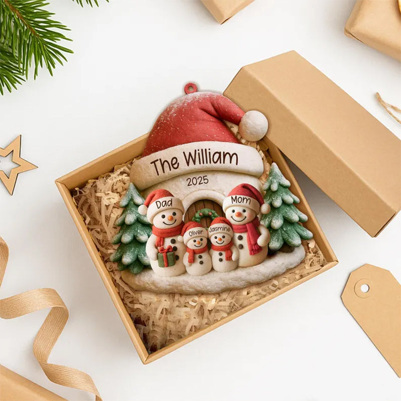 Personalized Snowman Ornament, Acrylic Family Christmas Tree Decor
