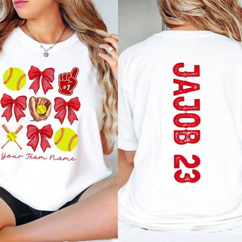 Personalized Softball Gift,Game Day Team Mom T Shirt with Kid Name number