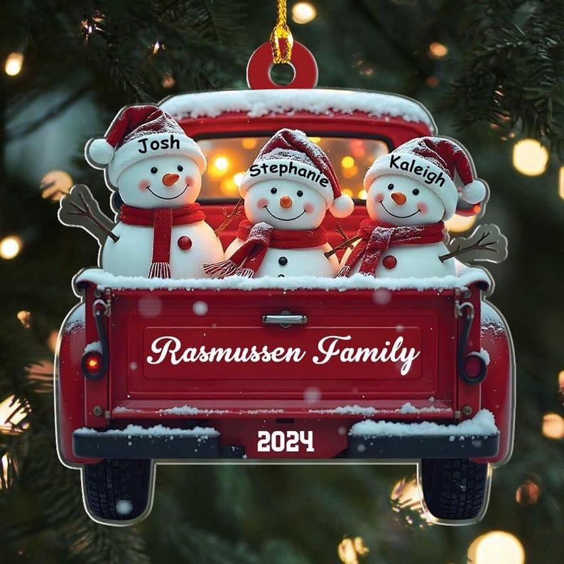 Personalized Snowman Family Christmas Ornament