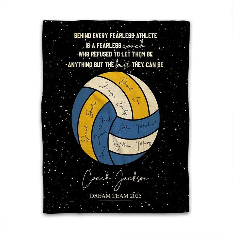 Personalized Volleyball Coach Blanket, Custom Name Soft Cozy Sherpa Fleece Throw Blankets