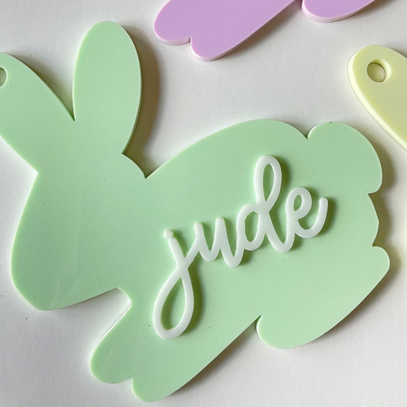Easter Basket Tags, Acrylic Easter Tags, Custom Name Basket Tags, Personalized Bunny Tags