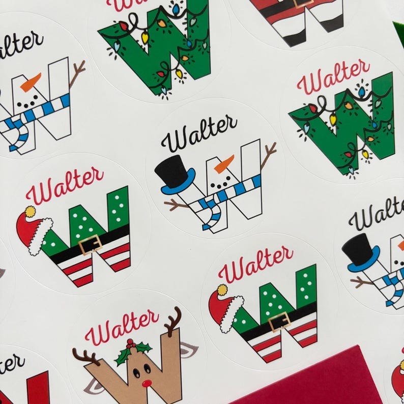 Personalized Christmas Name Tags, Kids Xmas Lights Gift Tags