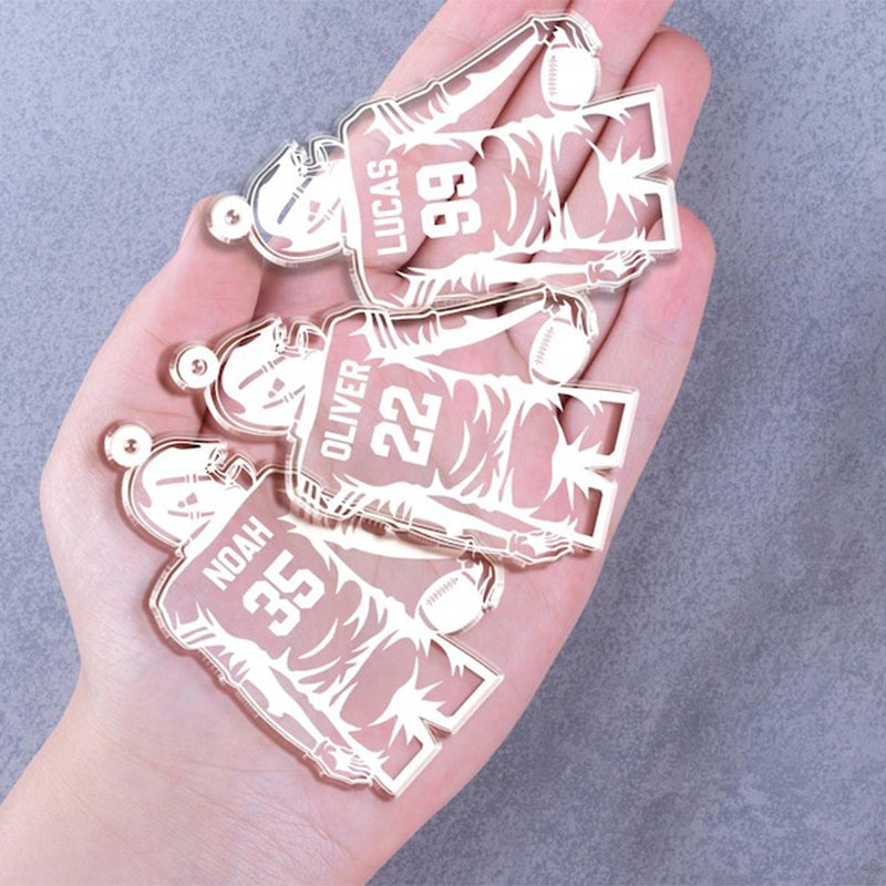 Custom Football Keychain, Football Player Key Chain with Name and Jerrsey Number