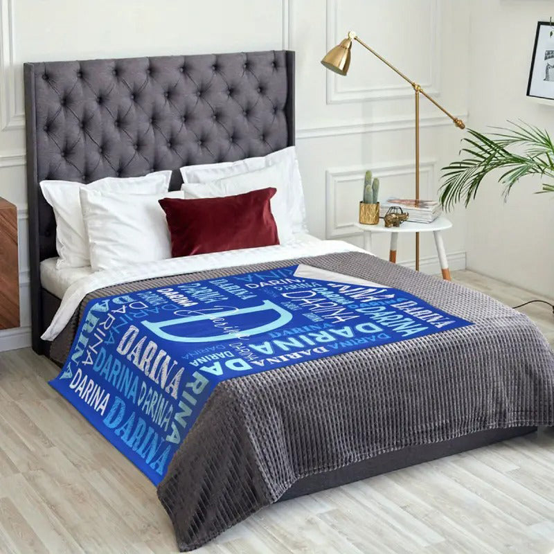 Custom Name Personalized Knit Fabric Throw Blanket