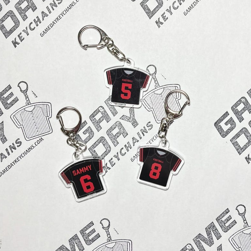Personalized Jersey Football Keychains, personalized keychains, custom keychains gifts