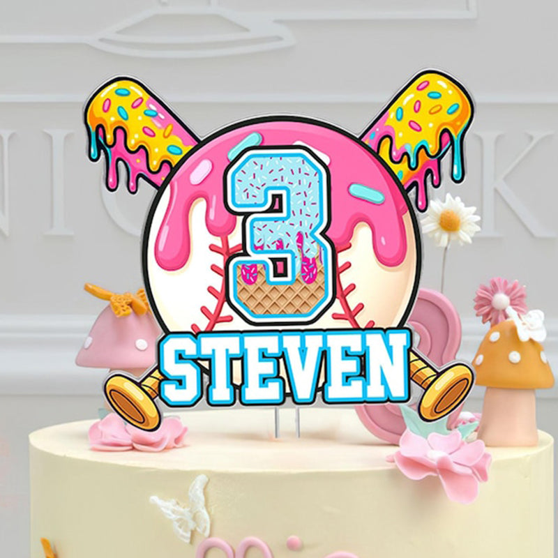 Boy Baseball Drip Cake Topper, Custom Baseball Birthday Cake Topper