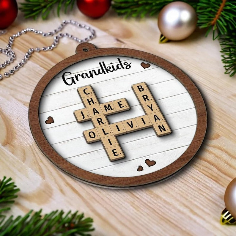 Scrabble Custom Grandchild Christmas Ornament