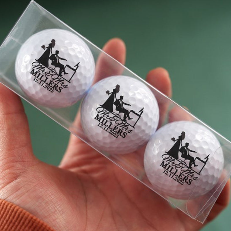 Personalized Wedding Golf Ball Gift, Wedding Favor, Bride and Groom Golf Balls