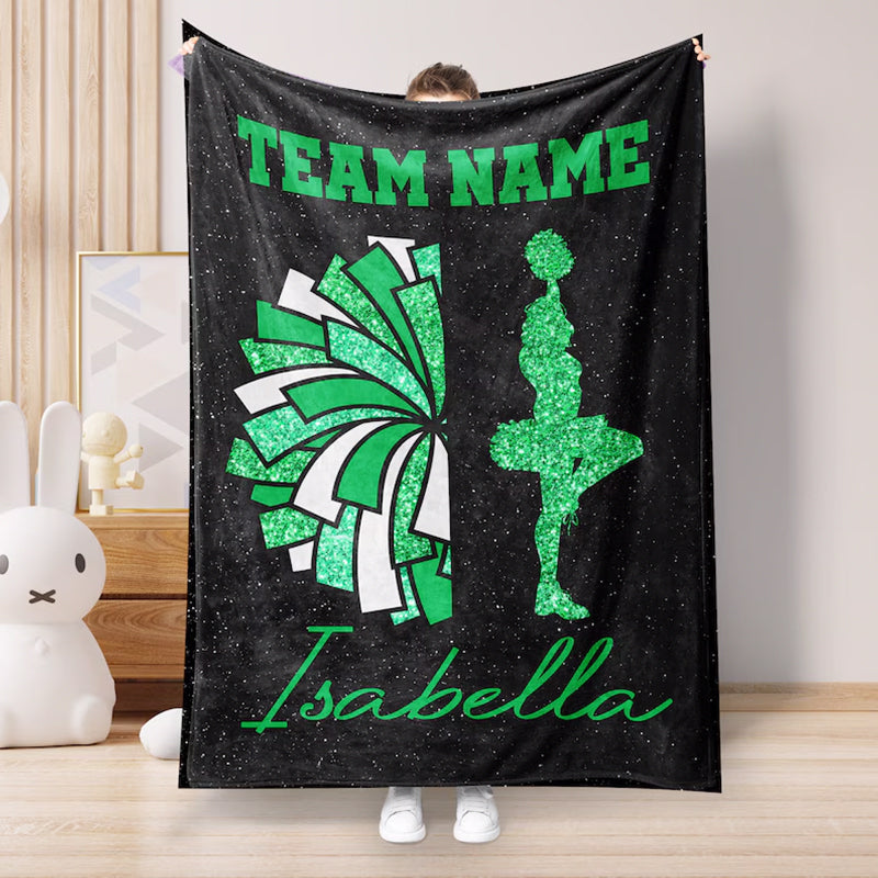 Personalized Cheer Team Blanket - Custom Name & Colors Cozy Sherpa Fleece
