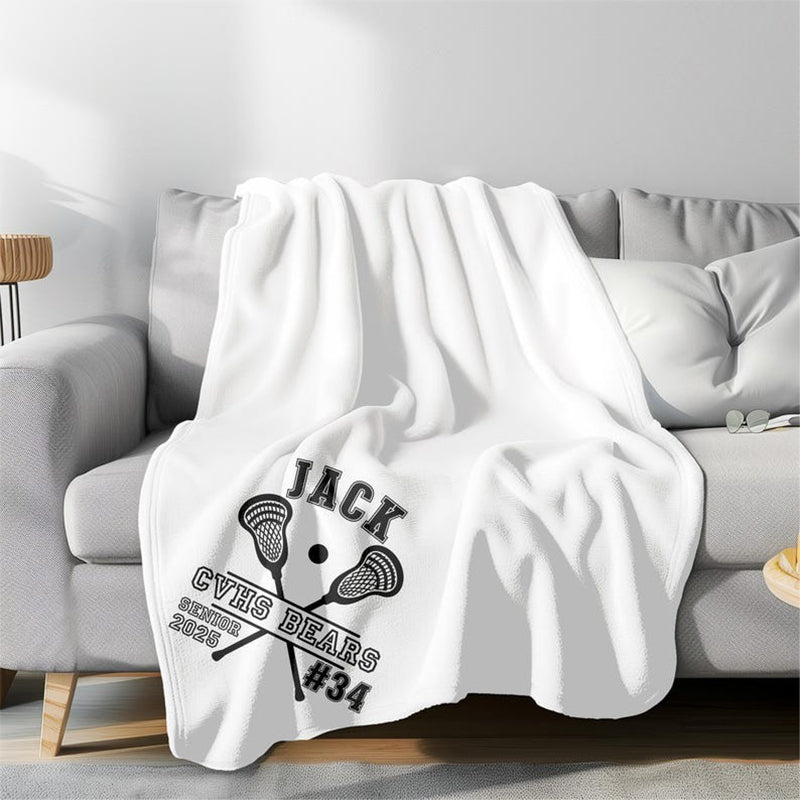 Personalized Football Lacrosse Volleyball Soccer Blanket Custom Soft Velveteen Plush Graduation Senior Gift