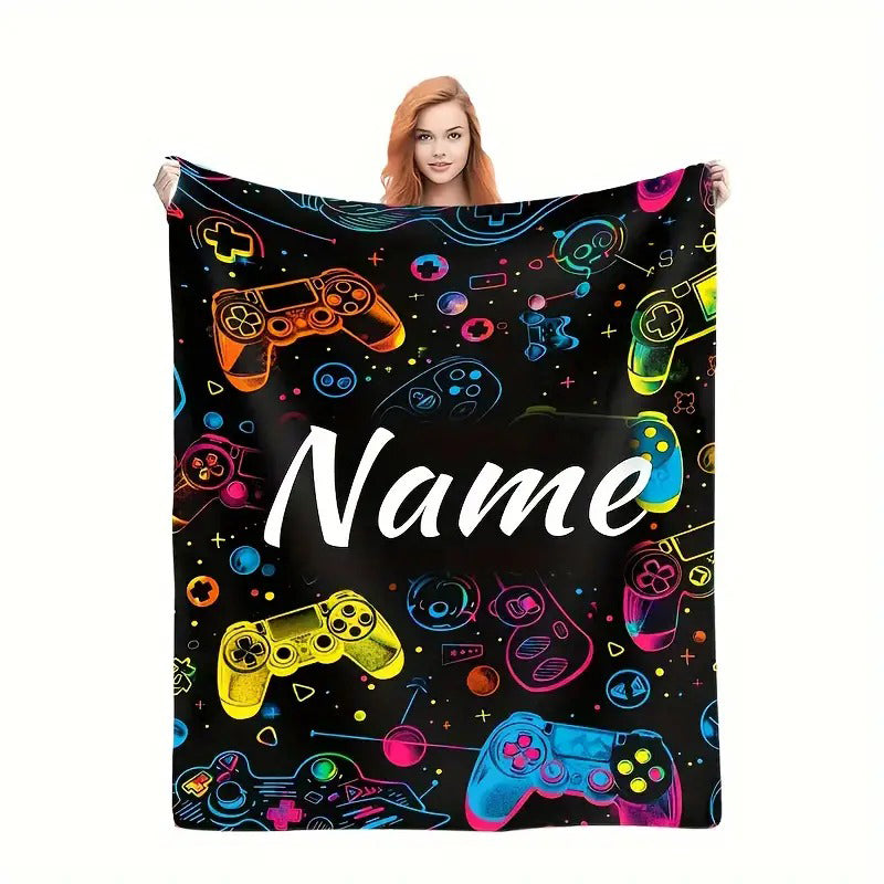 Customizable Gaming Controller Print Flannel Throw Blanket