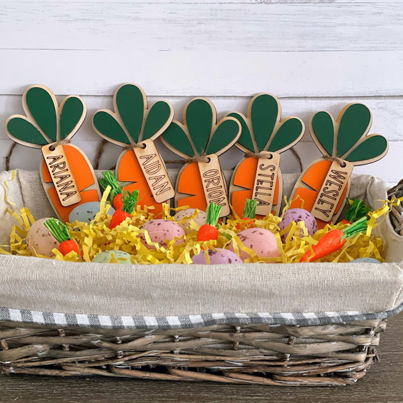 Personalized Easter Basket Tag: Engraved Carrot Name Tag