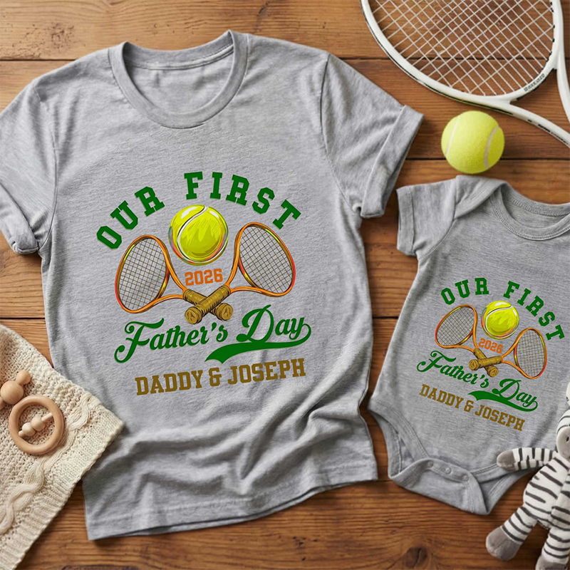 Our 1st Father’s Day Together - Personalized Sport Balls Baby Bodysuit T-shirt