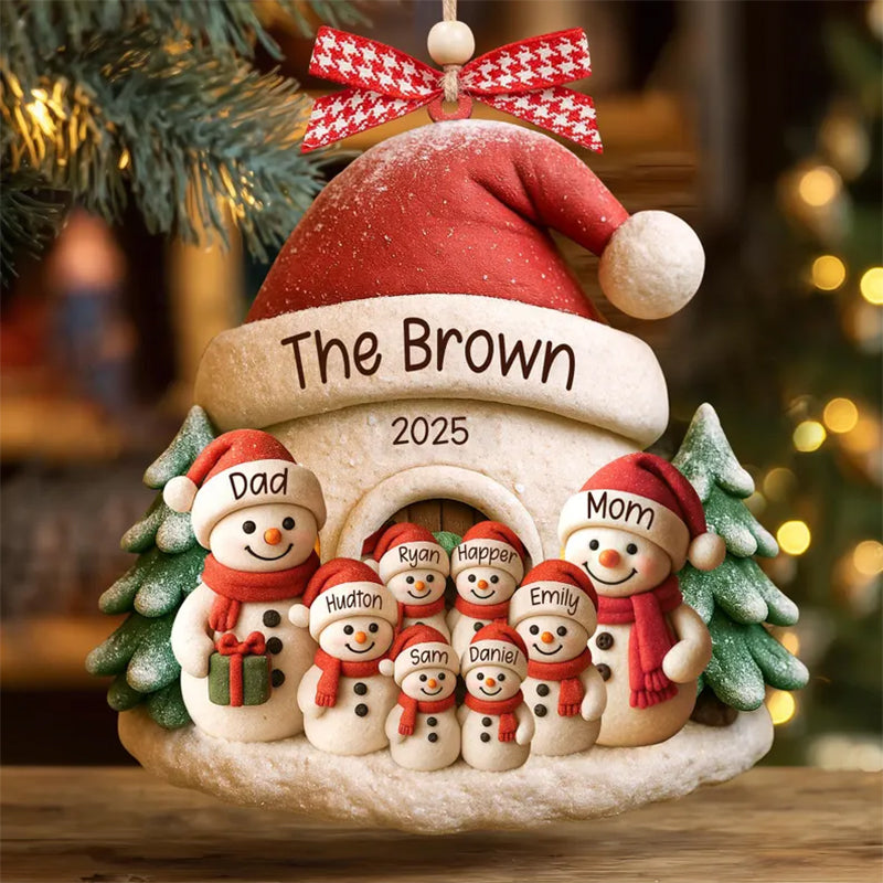 Personalized Snowman Ornament, Acrylic Family Christmas Tree Decor