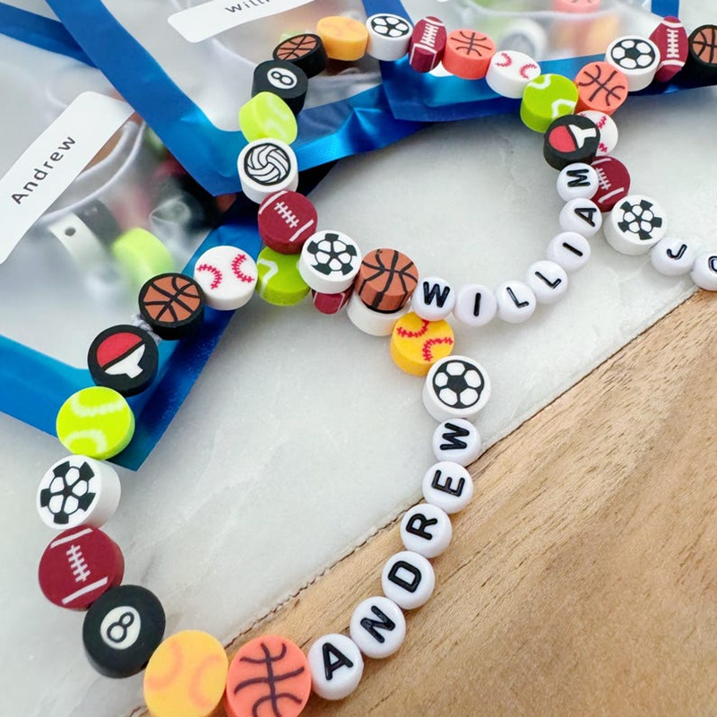 Sports party gifts, custom bracelets