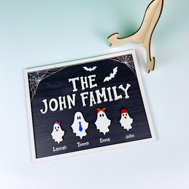 Custom Ghosts and Pets Decor, Halloween Sign with Stand
