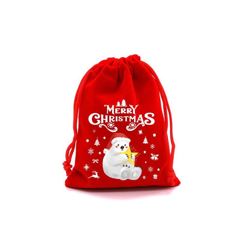 10/20pcs Christmas Drawstring Velvet Bags Red Candy Biscuits Pouch Personalization name