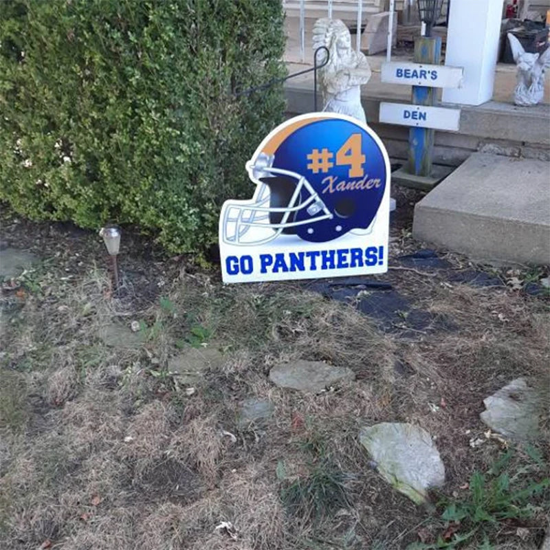 Football Yard Sign Personalized Cheer Squad Sign, Customize Name & Initial, School Colors