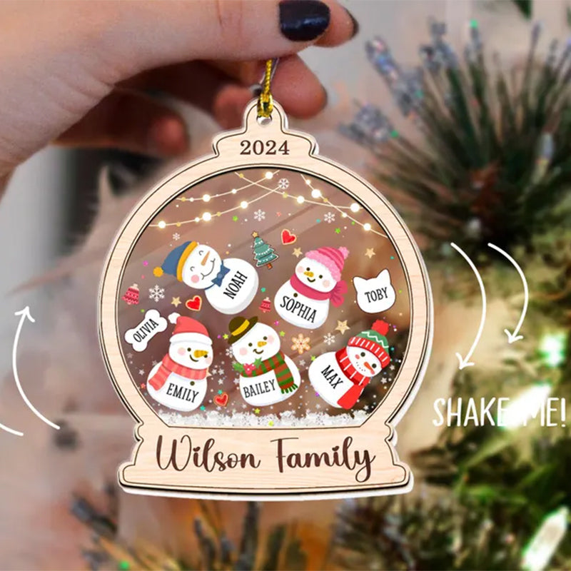 Bulk Discount Custom Snowman Family Shaker Ornament