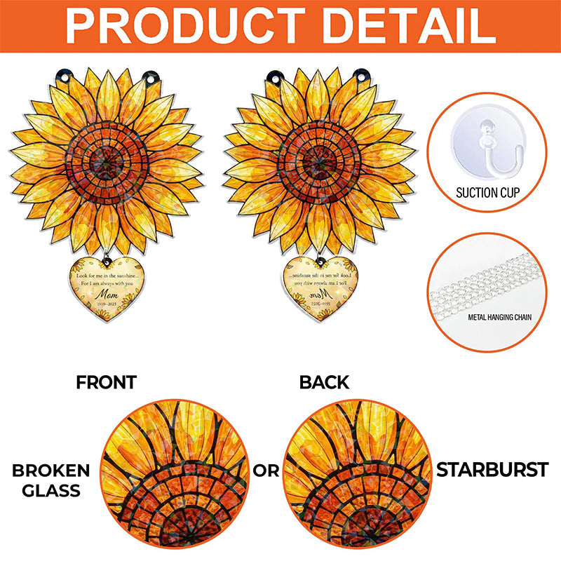 Sunflower Acrylic Suncatcher, Custom Mom Memorial Window Hanging