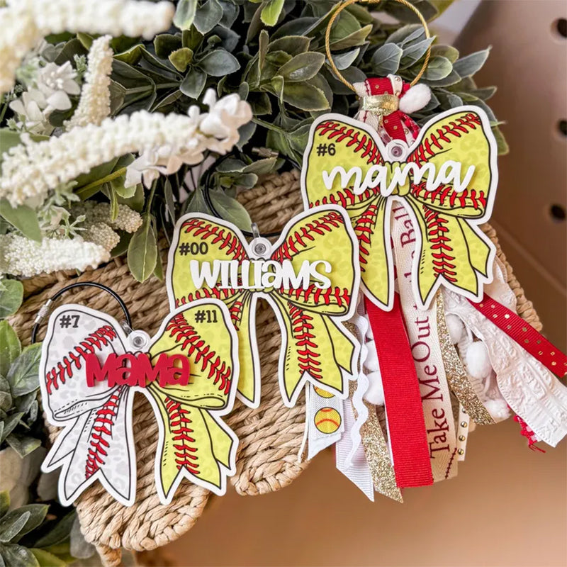 Softball Baseball Bogg Bag Tag, Softball Mom Bag Tassel and Charm