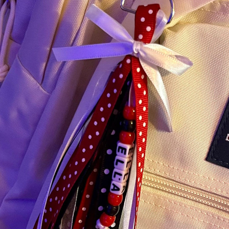 Personalized Ribbon Bag Tag/Cheer Bag Tag/Ribbon Zipper Pull