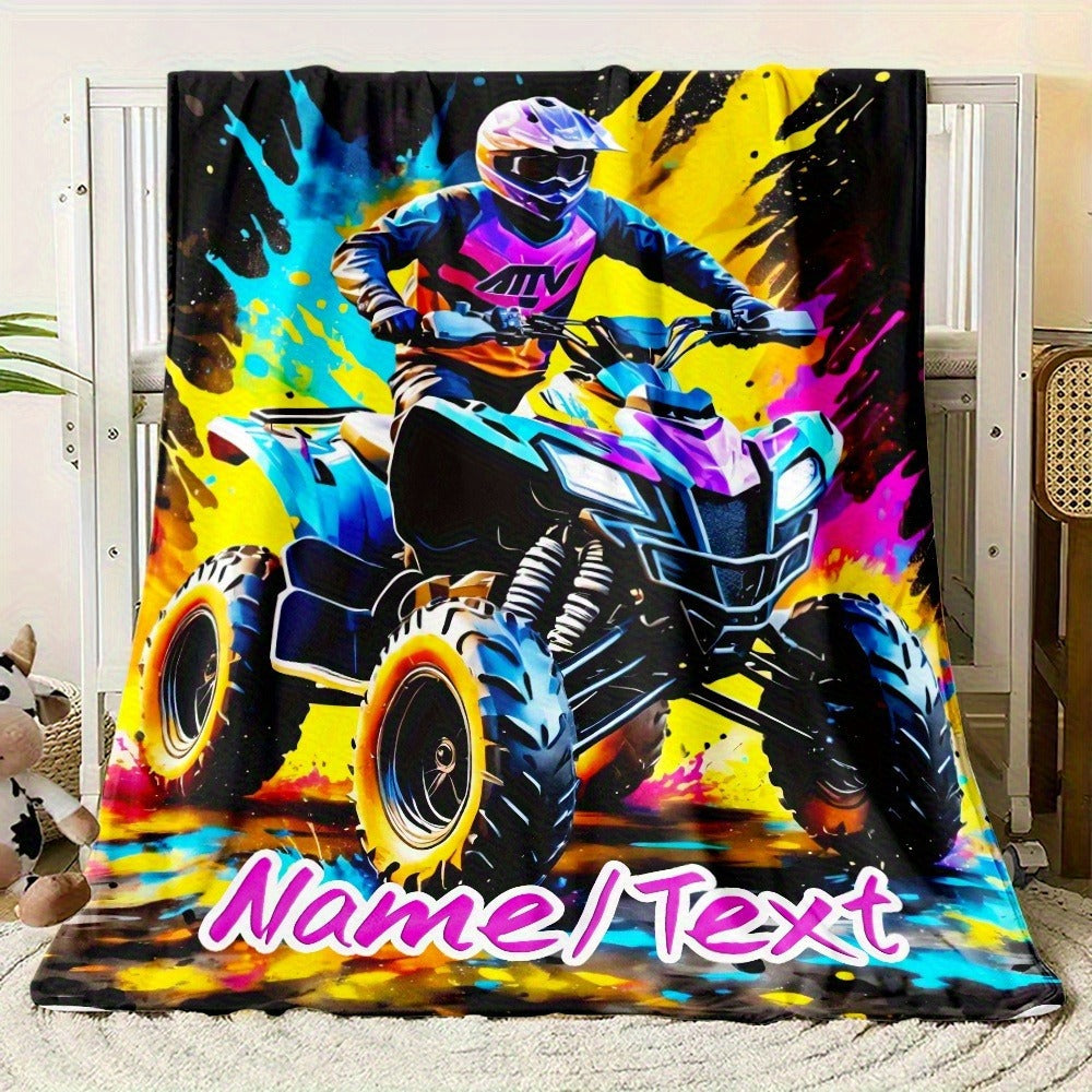 Customizable All-Terrain Vehicle Motorcycle Flannel Throw Blanket