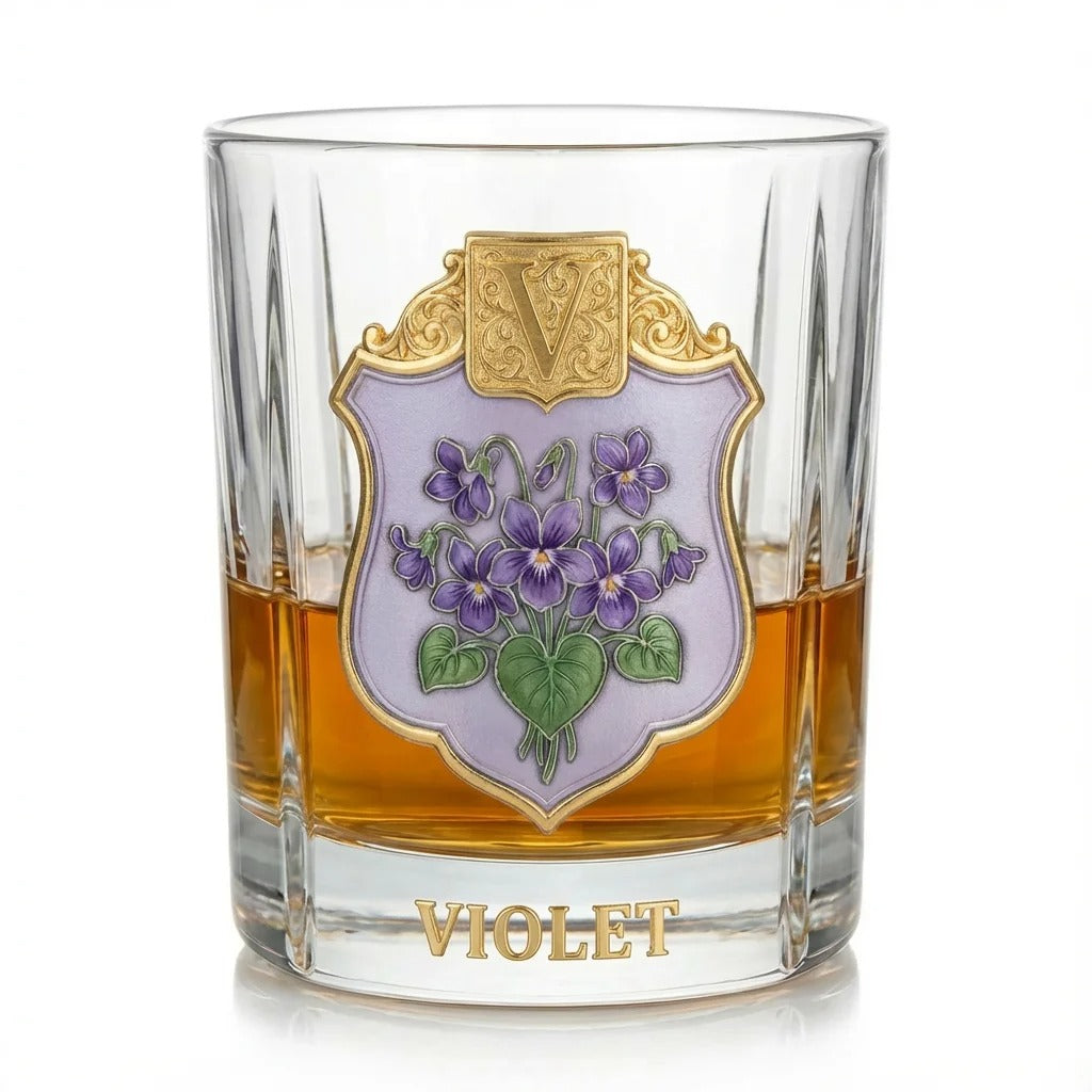 Personalized Birth Flower Whiskey Glass