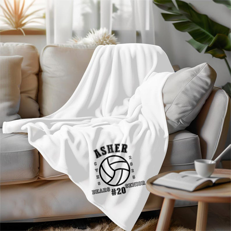 Personalized Football Lacrosse Volleyball Soccer Blanket Custom Soft Velveteen Plush Graduation Senior Gift
