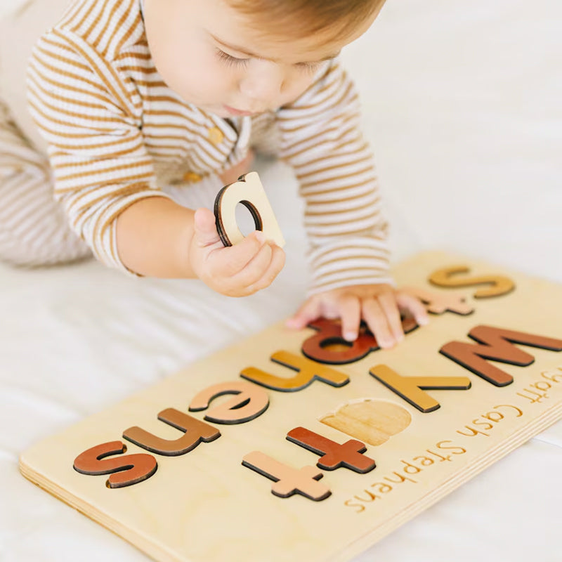 Wooden Name Puzzle, Upper and Lowercase, Gifts for Kids