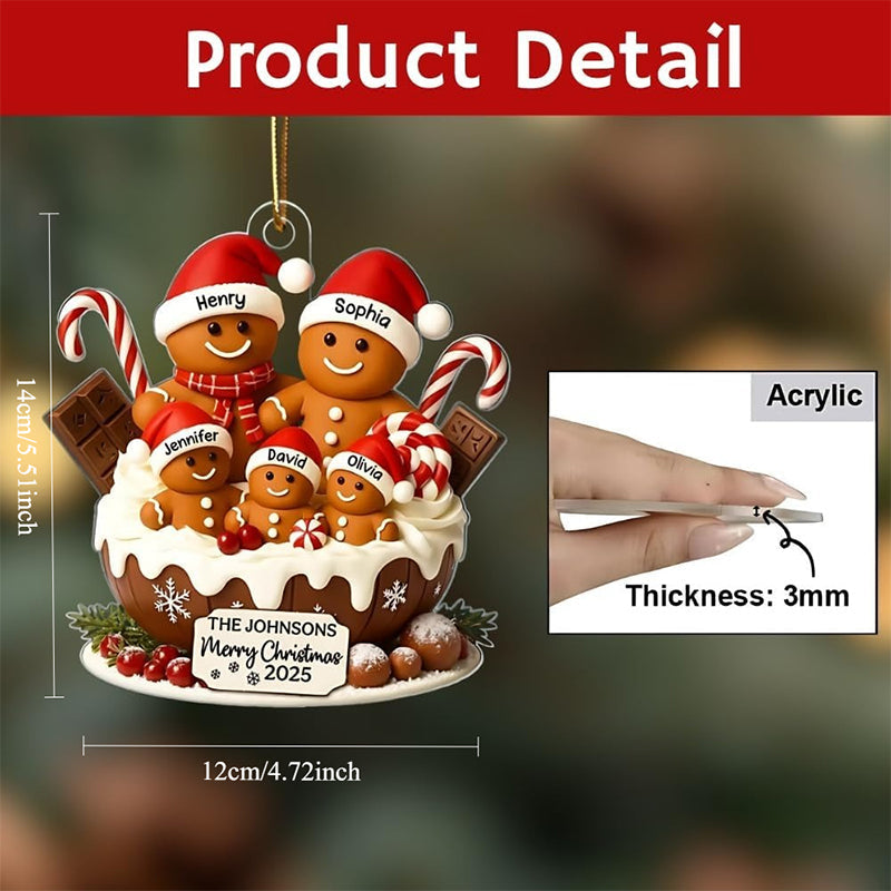 Personalized Gingerbread Family Christmas Ornament - Custom Names