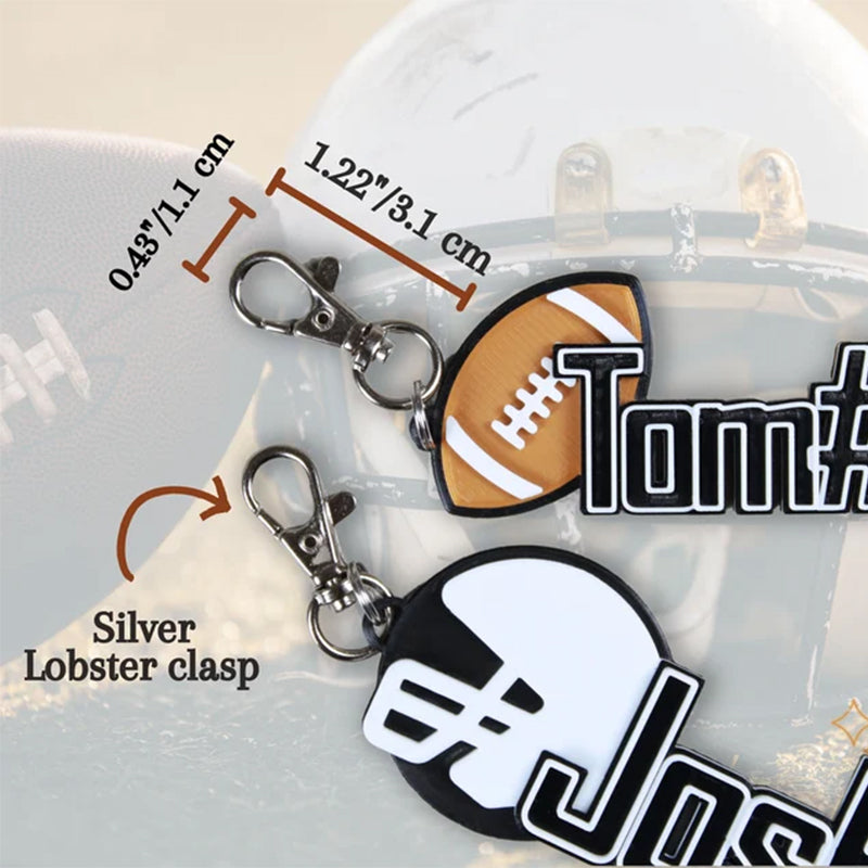 Football Keychain. Football Name Tag Keychain. Football Backpack Name Tag