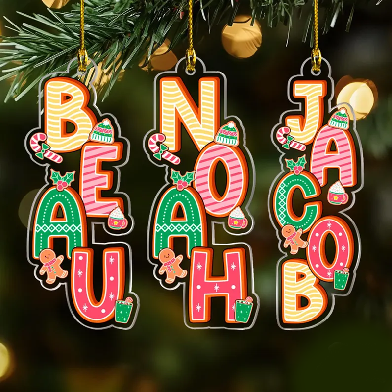 Custom Baby Name Letter Christmas Ornament