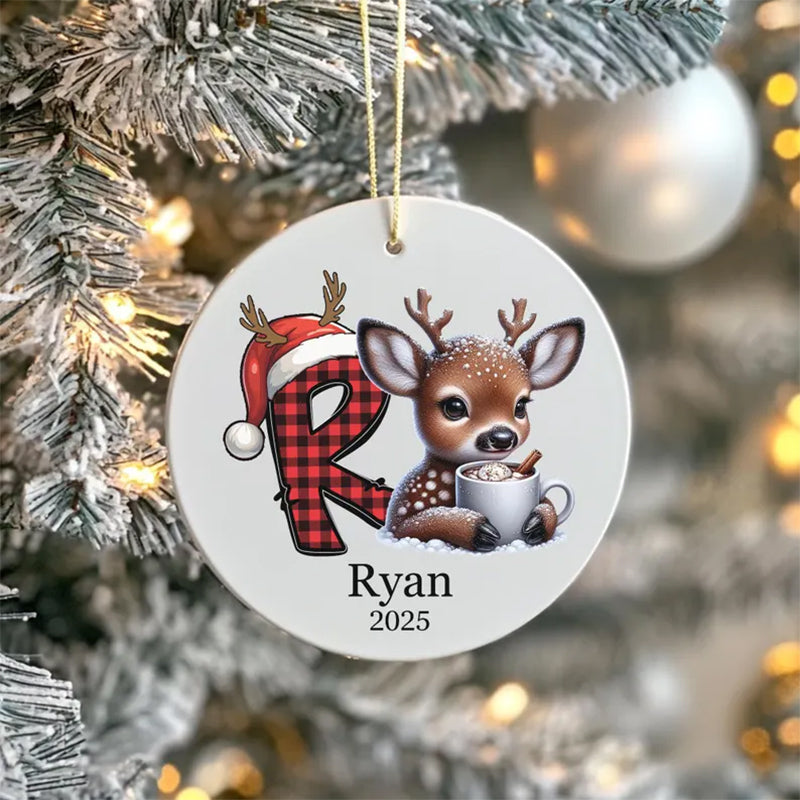 Custom Letter initial ornament, Ornament 2025, Kids Christmas Ornament Gift