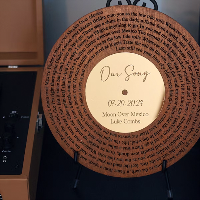 Custom Wooden Vinyl Decor, Personalized Wedding Song Lyrics Engraved,