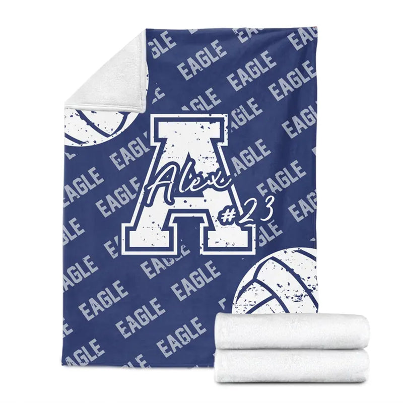 Personalized Volleyball Blanket, Custom Name Number Soft Cozy