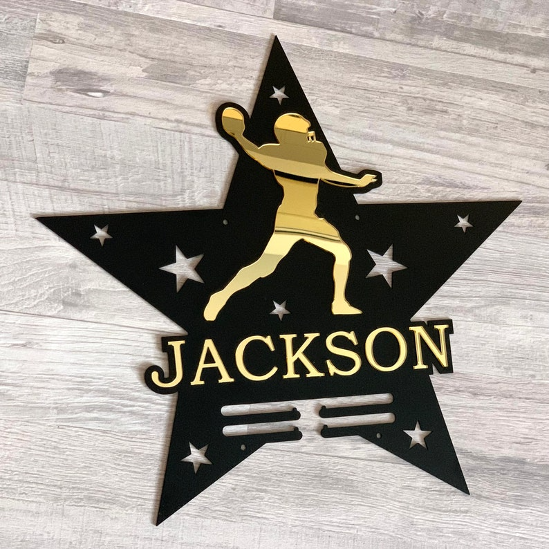 Personalized Football Medal Holder with Custom Name - American Football Player
