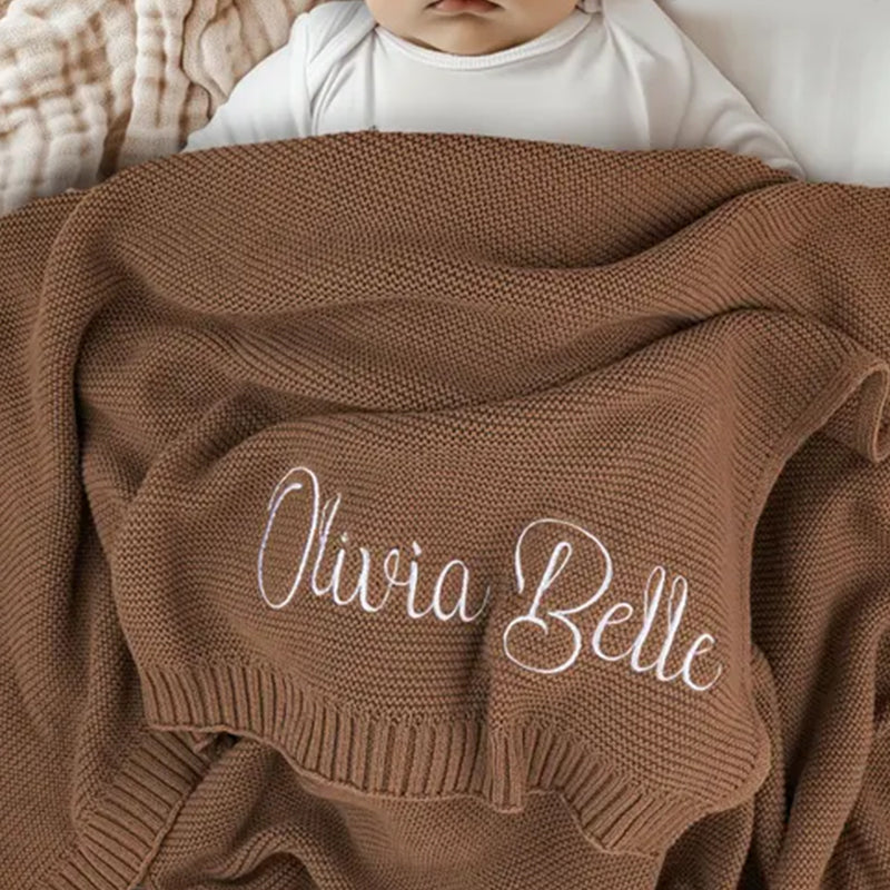 Personalized Embroidered Baby Knit Blanket