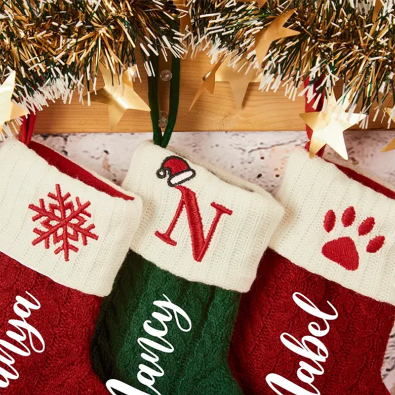 Personalized Mini Christmas Stockings with Names Family Knitted Christmas Stockings