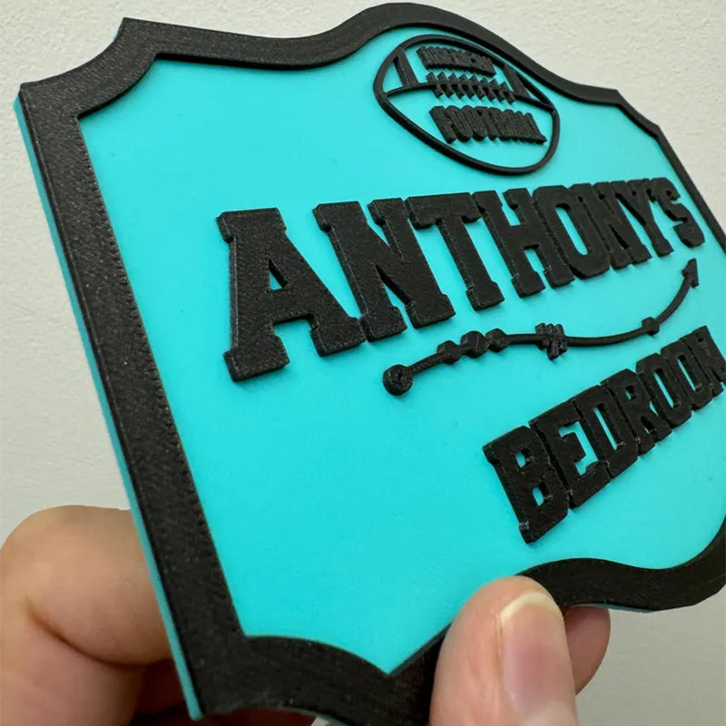 Personalised 3d door sign for a kid's room, dual-colour bedroom door plaque