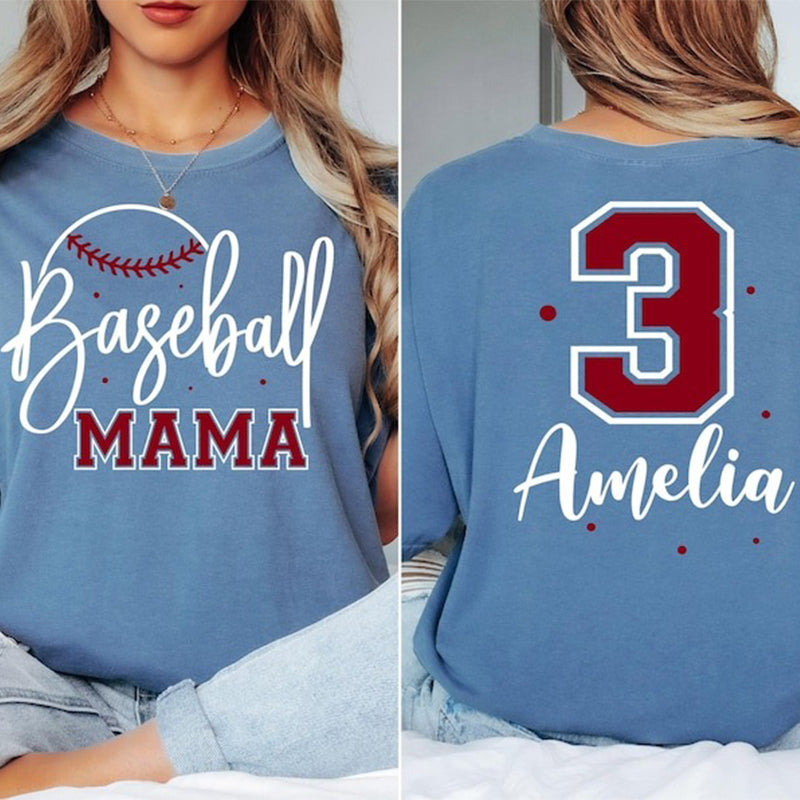 Comfort Colors Baseball Mama Shirt, Personalized Baseball Mom Tee