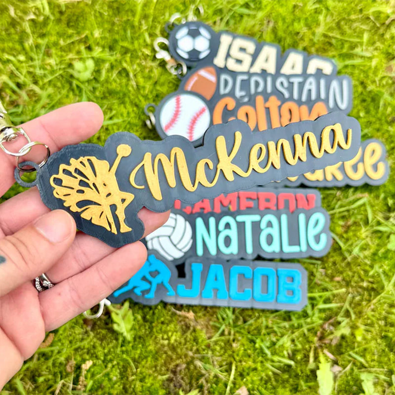 Softball Baseball Volleyball Football Dance Wrestling Track Soccer Cheerleading Personalized 3D Bag Tag Keychain