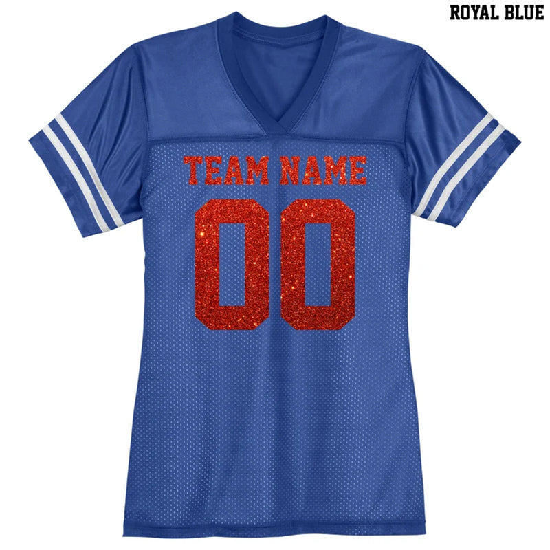 Custom Football Jersey / Red Glitter Flake Text