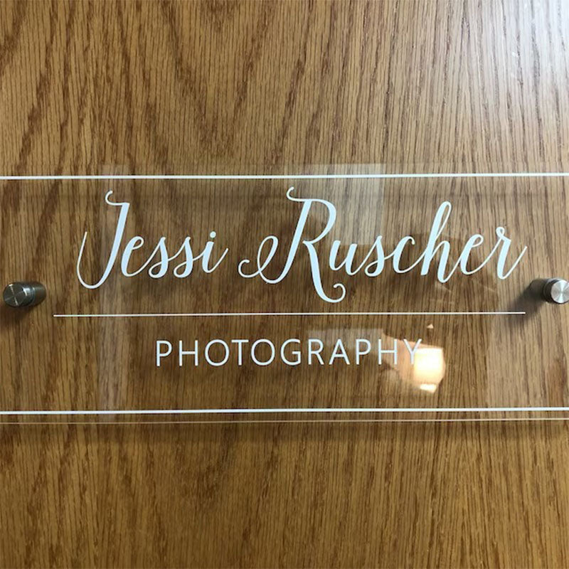 Door Name Plate CLEAR Acrylic Reception Desk Business Sign Office Decor