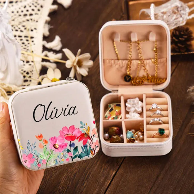 Travel Jewelry Box with Name,Birthday Christmas Gift for Women