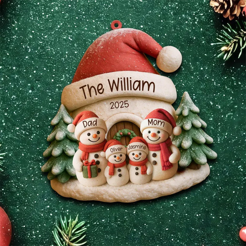 Personalized Snowman Ornament, Acrylic Family Christmas Tree Decor
