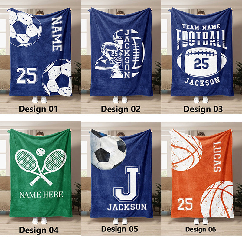 Personalized Soccer Blanket, Custom Soccer Soft Cozy Sherpa Fleece Throw Blankets, Soccer Gift