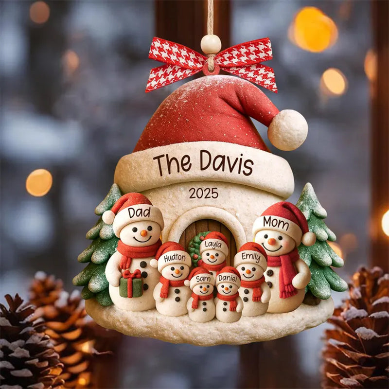 Personalized Snowman Ornament, Acrylic Family Christmas Tree Decor