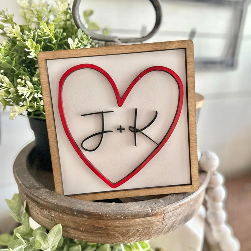 Personalized Initials Heart Sign - Valentines Heart with initials